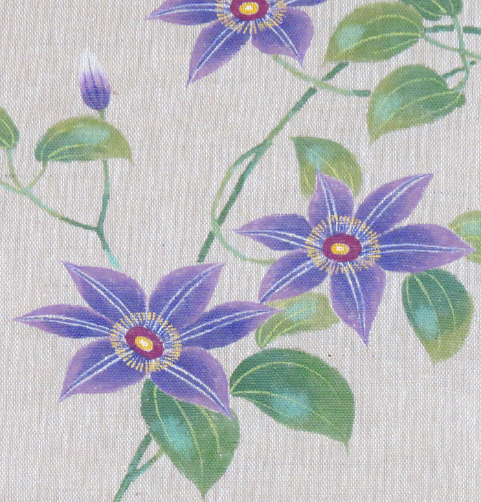 麻のれん(風車に紫陽花)