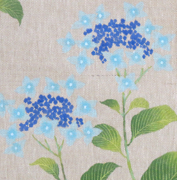 麻のれん(風車に紫陽花)