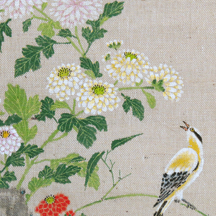 手描きのれん(四季花鳥図)