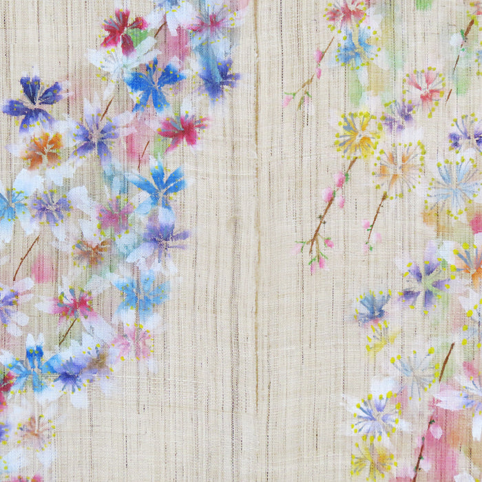 Hemp noren (weeping cherry blossoms) irodori shidaresakura