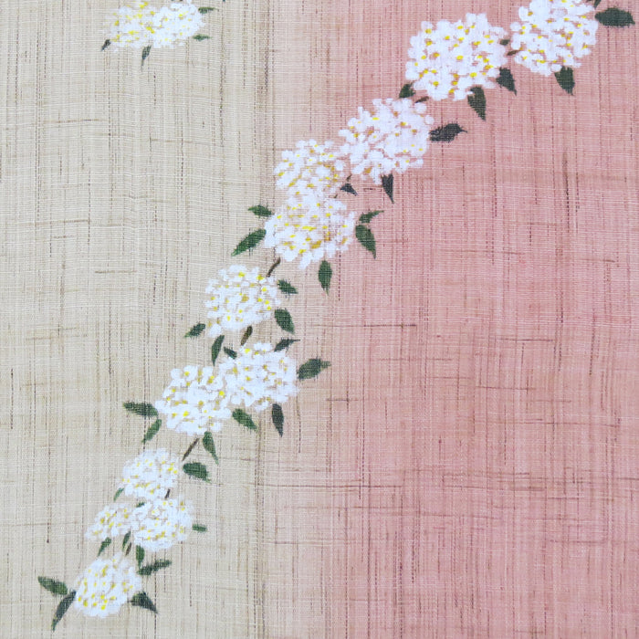 濡れ描き友禅 麻のれん(春の花達)