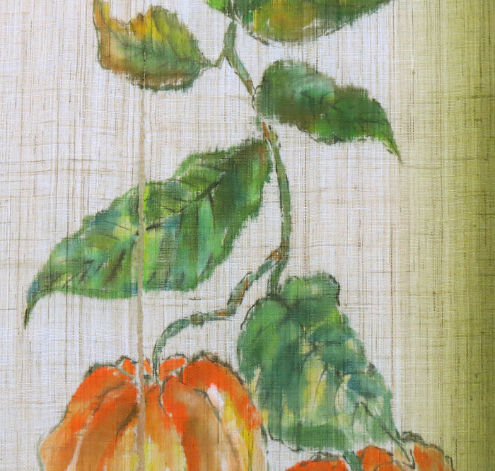 濡れ描き友禅 麻のれん(鬼灯)