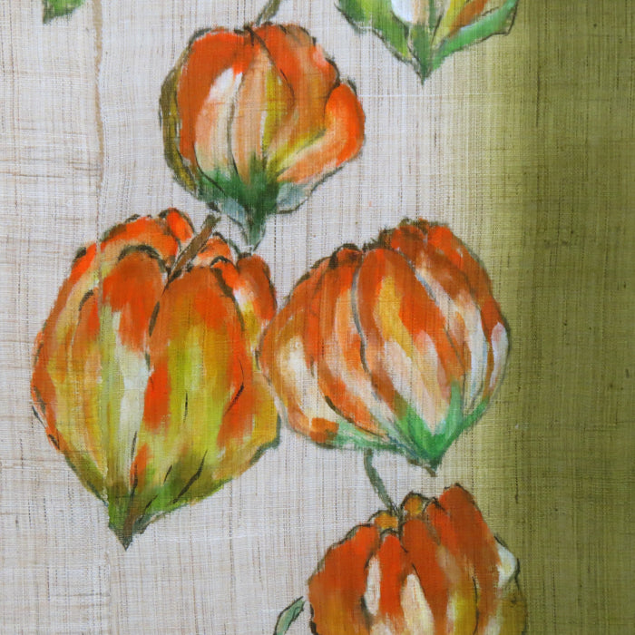 濡れ描き友禅 麻のれん(鬼灯)