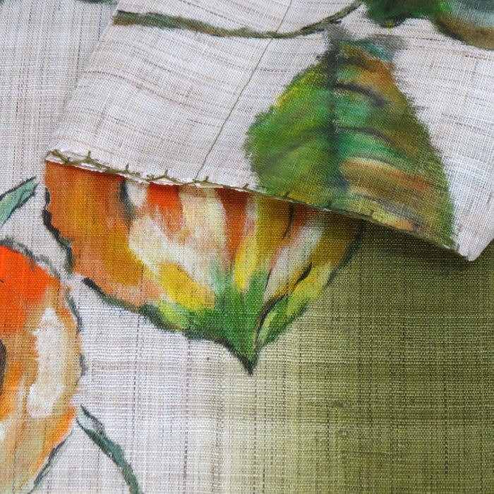 濡れ描き友禅 麻のれん(鬼灯)