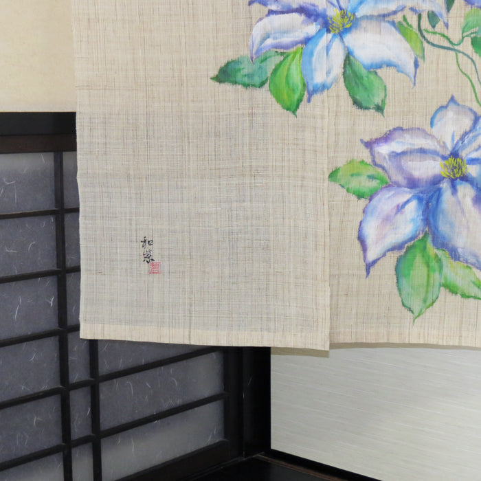 Wet Yuzen Linen Curtain (Iron Wire)