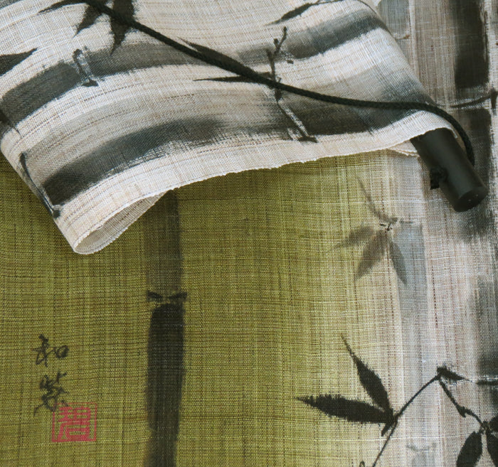 和風モダンタペストリー(竹林)濡れ描き友禅W約44×H130cm