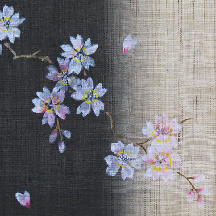 和風モダンタペストリー(月と桜)濡れ描き友禅W約44×H130cm