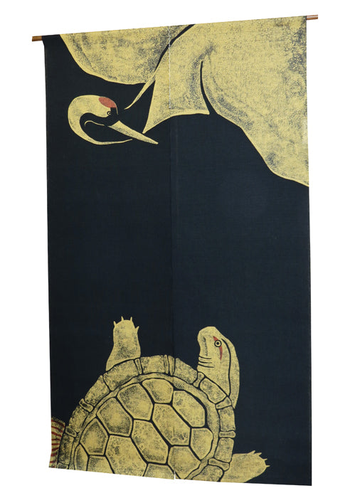 Hemp curtain (crane and turtle)