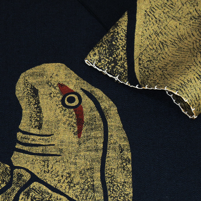Hemp curtain (crane and turtle)