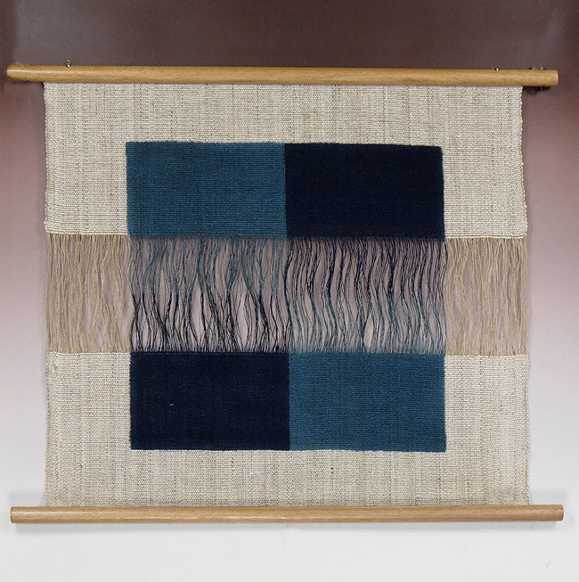 和風モダンタペストリー(ほぐし織り二重奏藍色)