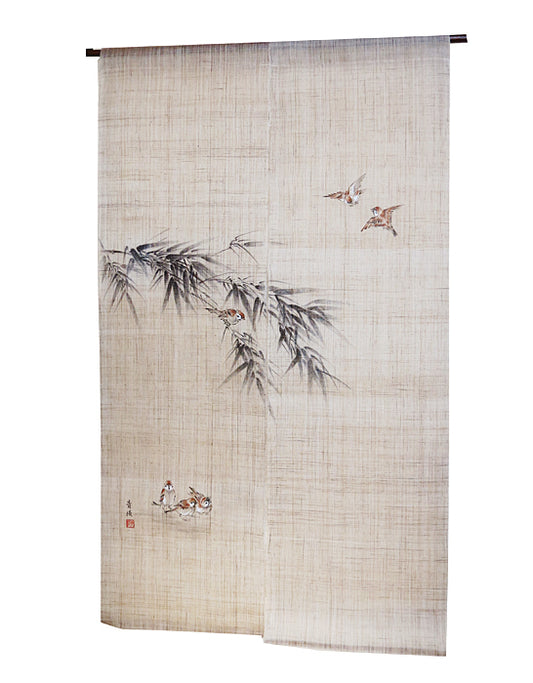 Hemp curtain (bamboo and sparrows) / Yamada Seiryo / Made to order in 40 days
