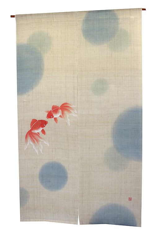 Hemp noren (polka dots Goldfish ) mizutama kingyo