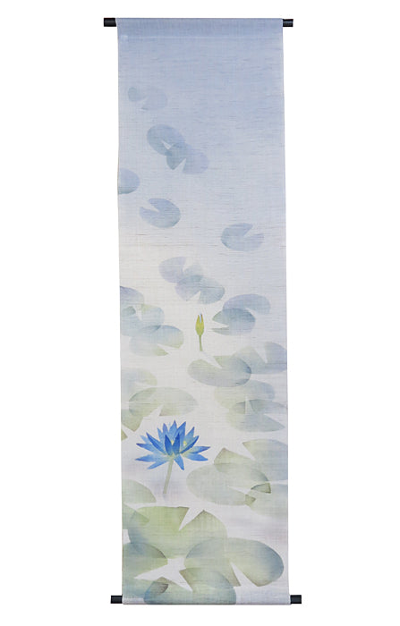 和風モダンタペストリー(青い睡蓮)/受注制作