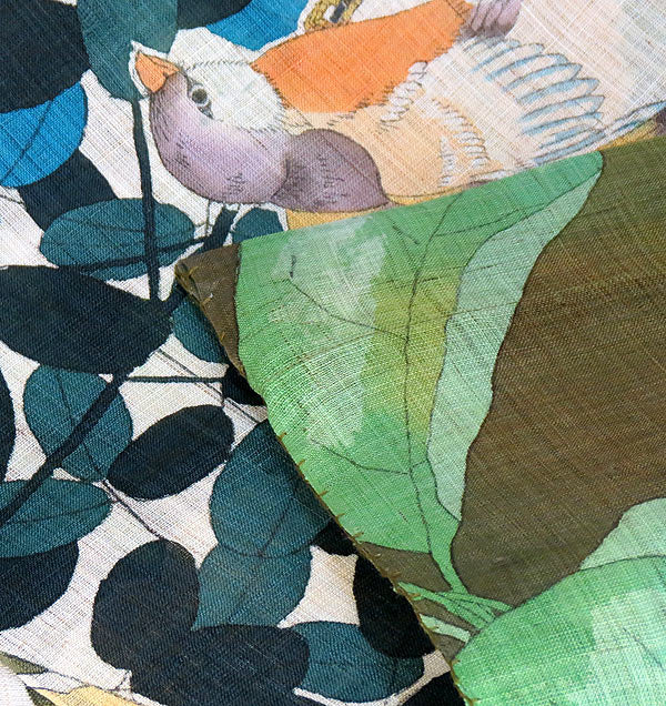 麻のれん (茶花と萩)/ 工房こるむ