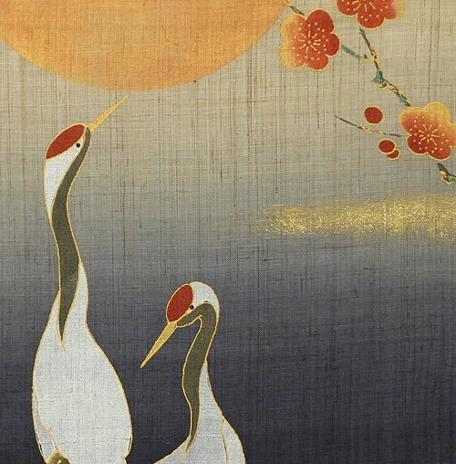 和風モダンタペストリー(夫婦鶴紺藍)