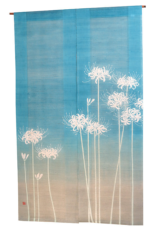 Hemp noren (white spider lily) shiro higanbana