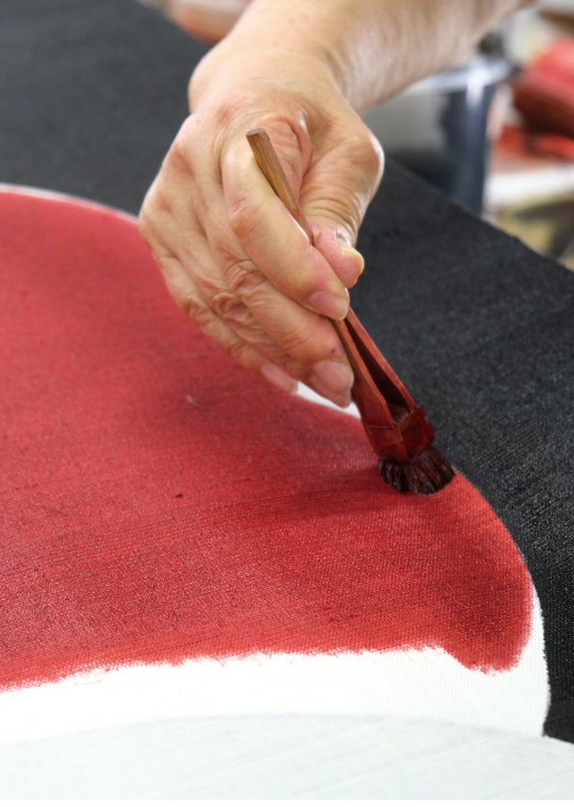 麻のれん(紅白椿)