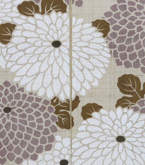 Hemp noren (round chrysanthemum dark blue) maukiku rurimon