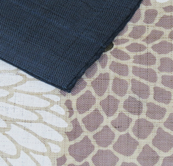 Hemp noren (round chrysanthemum dark blue) maukiku rurimon