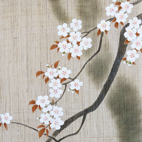 麻のれん(墨描き桜)