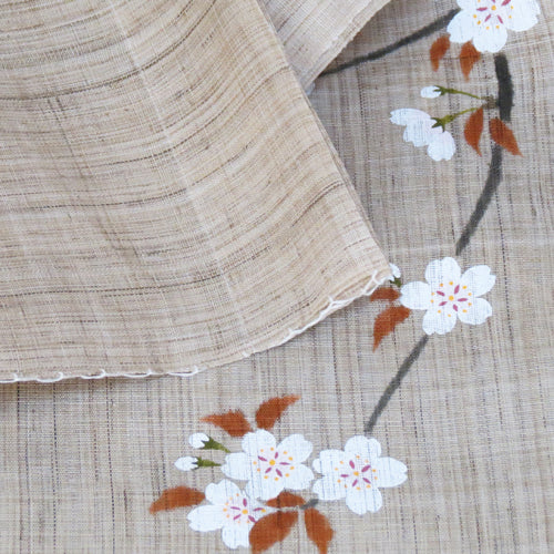 麻のれん(墨描き桜)