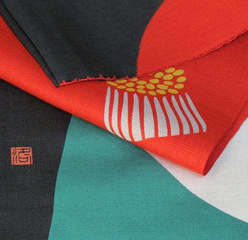 麻のれん(紅白椿)