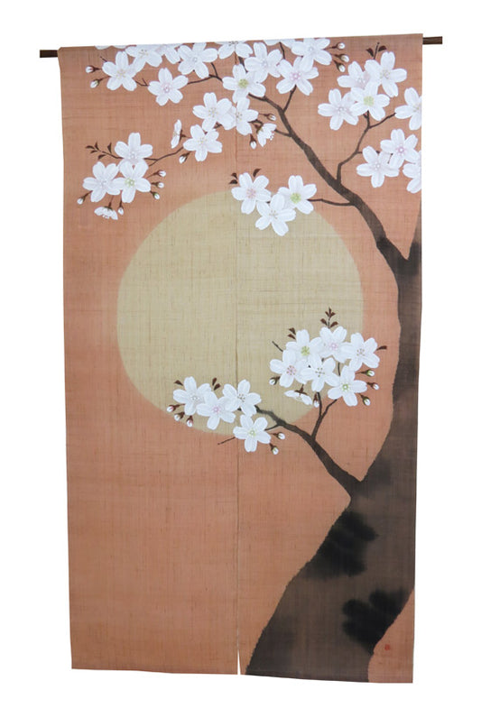 Hemp noren (The Sun and Cherry blossoms) yo syun