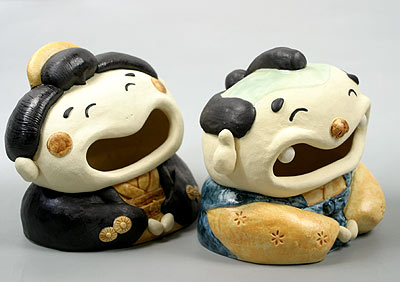 Ceramic doll (Wahaha Otafuku Fukusuke)