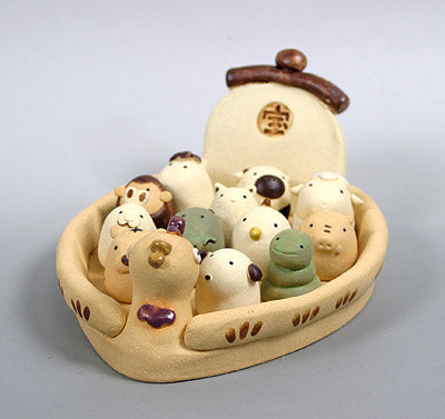 Ceramic dolls (small treasure ship and zodiac animals)