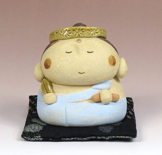 陶人形(文殊菩薩さん)座布団の柄はアソート