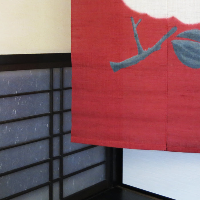 麻のれん(椿・赤)