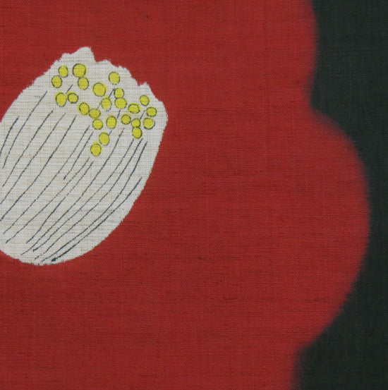 Linen curtain (camellia, black) tubaki kuro