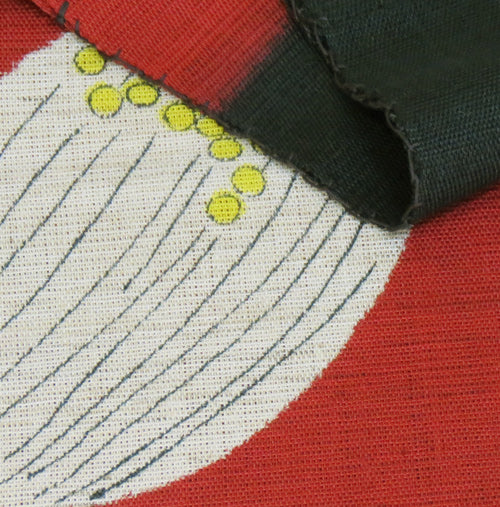 Linen curtain (camellia, black) tubaki kuro