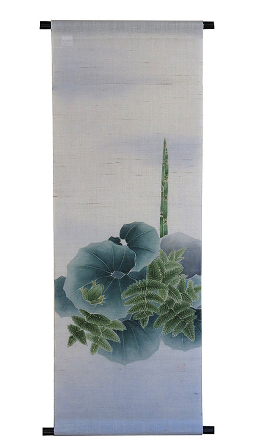 Japanese modern tapestry (frog on a swirl) /tuwabuki ni kaeru/made to order