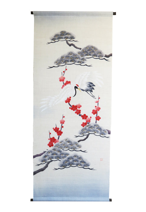 Large Japanese-style tapestry (cranes and pine trees)