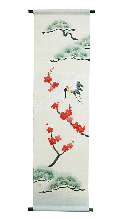 Japanese modern tapestry (crane and pine tree) / green