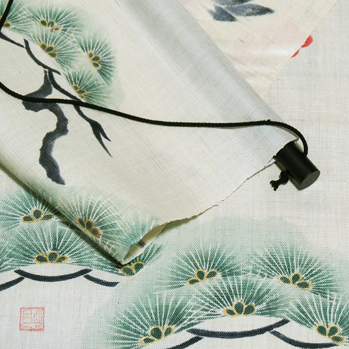 和風モダンタペストリー(鶴に松)/ グリーン