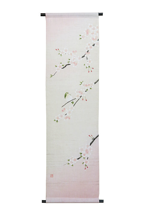 Japanese modern tapestry (Hana no Yado) Sakura/White-eye