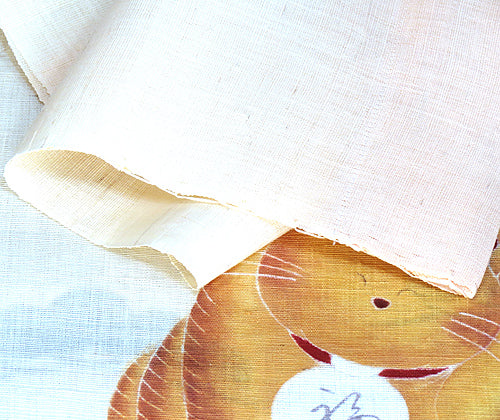 Hemp noren hand-painted Yuzen (beckoning cat) manekineko /Made-to-order