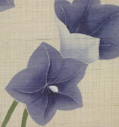 Hemp Noren Hand-painted Yuzen (Platycodon) kikyo/ Made-to-order