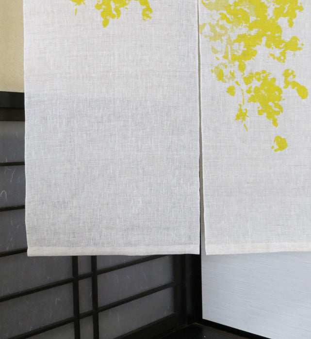 麻のれん(陽だまり)ミモザ