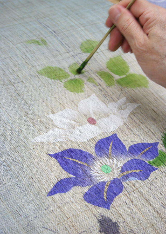 Japanese-style modern tapestry (purple and white iron wire) murasaki siro tessen