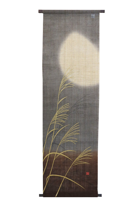 和風モダンタペストリー(立待ちの月 墨色)