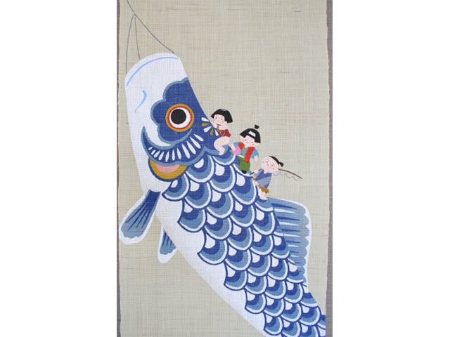 和風モダンタペストリー(鯉乗り三太郎)