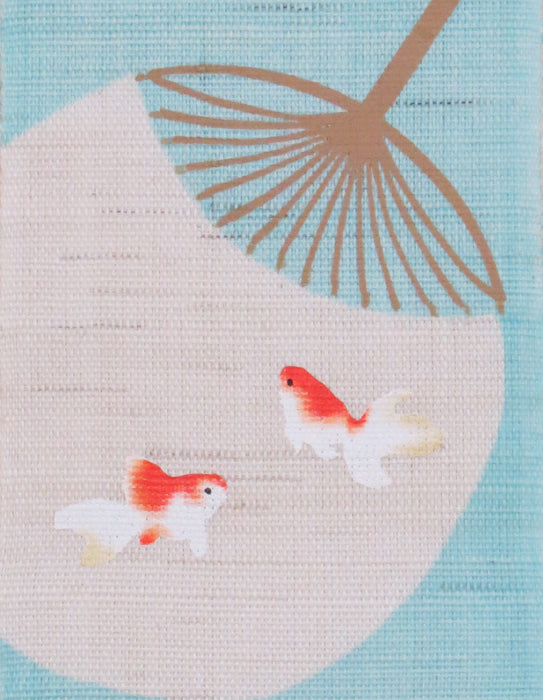 細タペストリー(団扇に金魚)