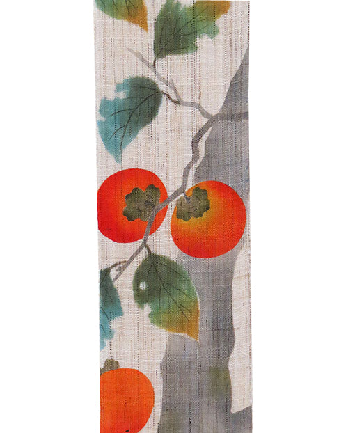 細タペストリー(柿に目白)