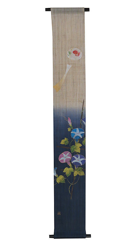 Modern Japanese tapestry (wind chimes and morning glory indigo blue) 