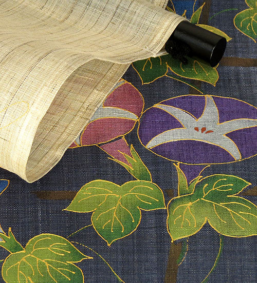 Modern Japanese tapestry (wind chimes and morning glory indigo blue) 