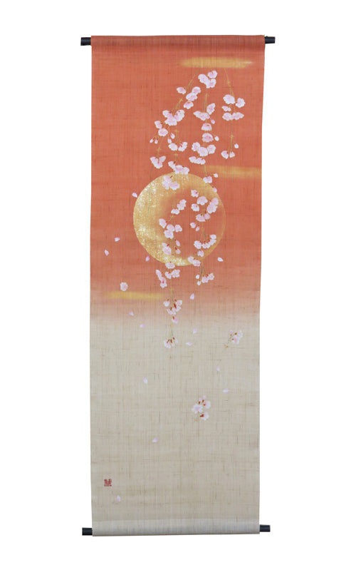 Japanese Modern Tapestry (Cherry blossoms and moon) tuki to oka