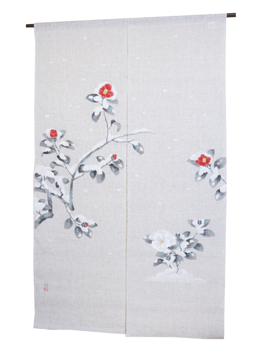 Linen curtain (snow camellia) 